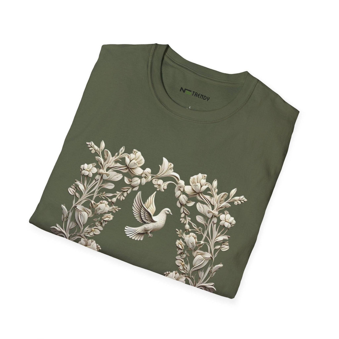 Dove - Blooms Tee - A Symbol of Peace - Beauty - NS - Trendy
