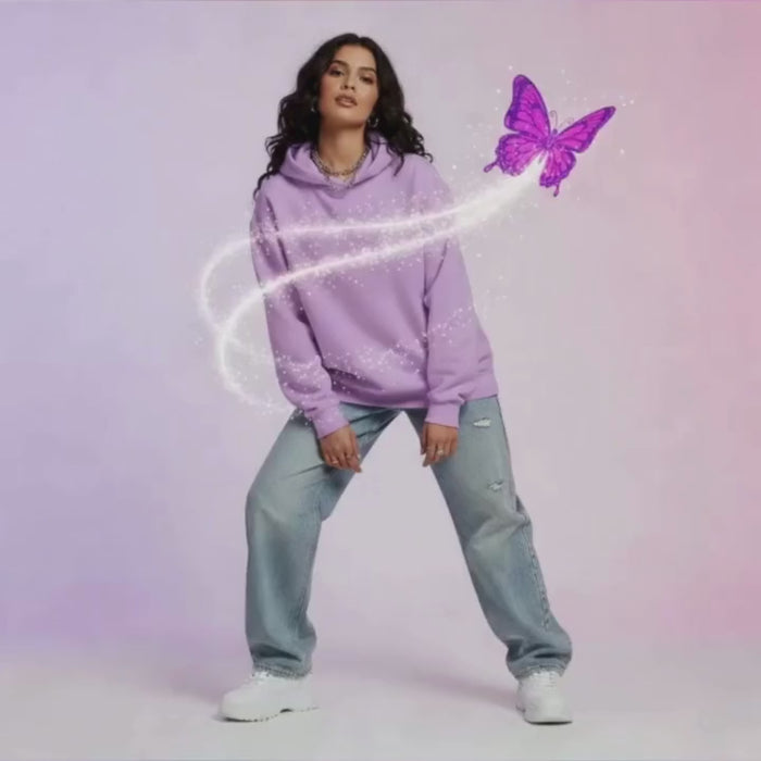 Butterfly Y2K Hoodie Streetwear – Worn by Female Model