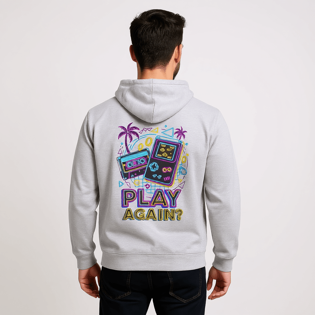 Retro 90s Arcade Oversized Hoodie | Neon Streetwear & Vintage 90s Style - NS - Trendy